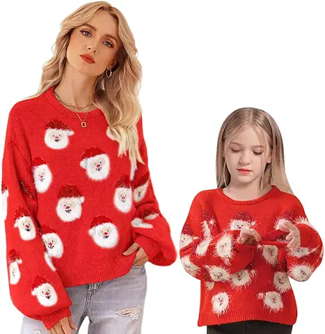 mother and kid matching  Santa outfit ideas for moms under $40
