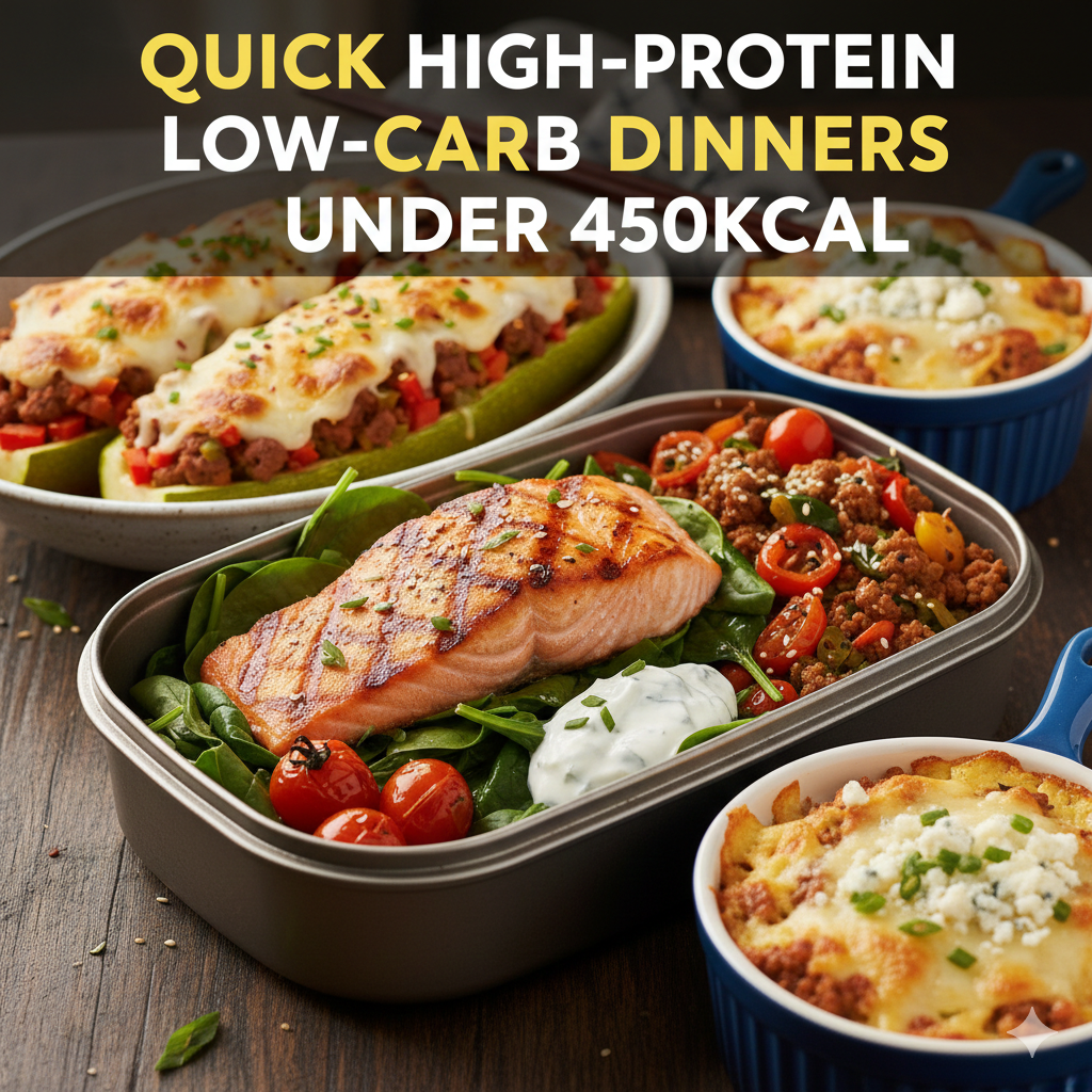 quick high-protein low-carb dinners under 450Kcal