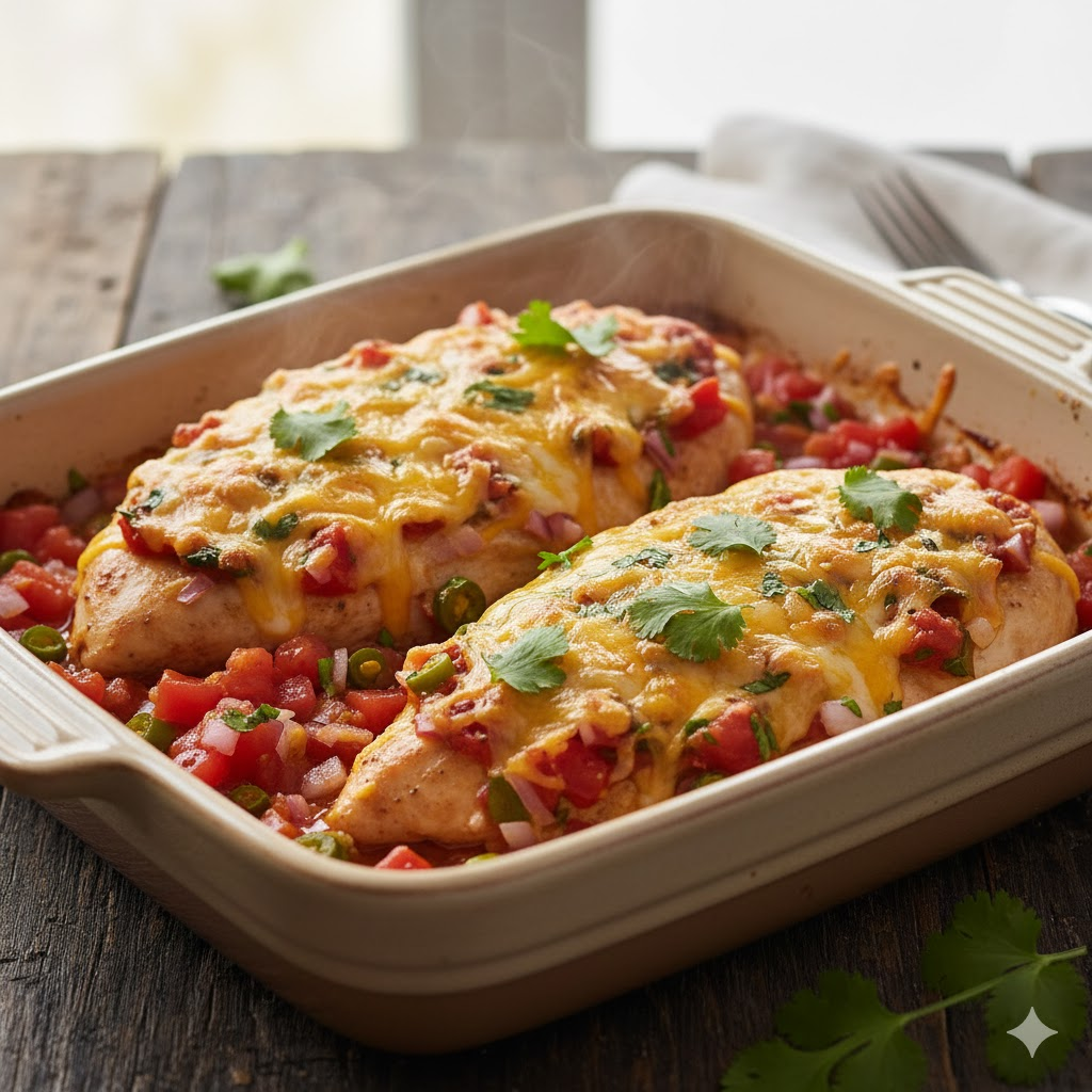 Baked Salsa Chicken high-protein meals under 500Kcal