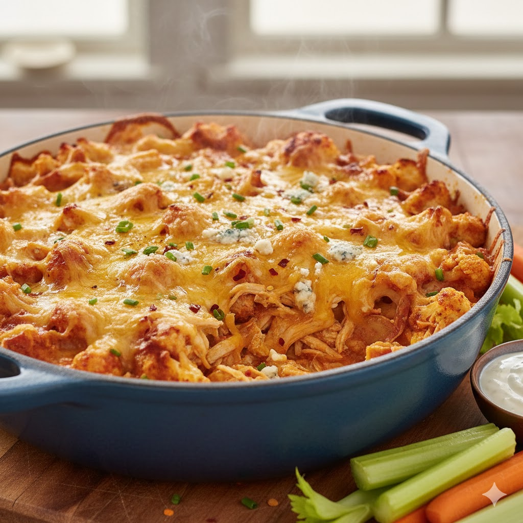High-Protein Low-Carb Dinners Buffalo Chicken Cauliflower Casserole