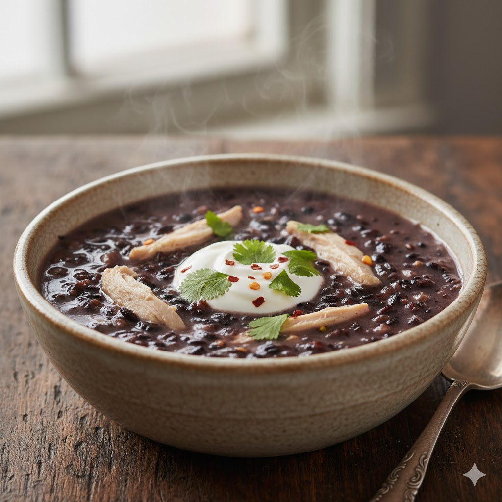 creamy Crockpot Chicken Black Rice Soup crockpot recipes that pack protein
