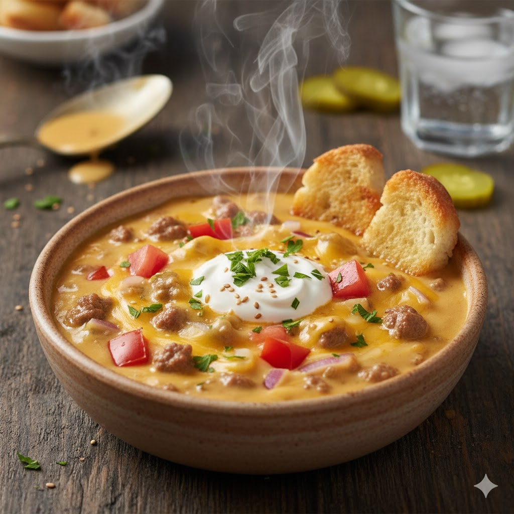 Low-Carb Cheeseburger Soup – A high‑protein winter soup