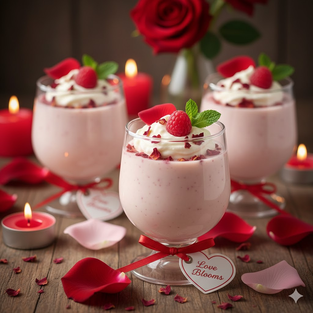 Romantic Valentine's Day Desserts rose petal panna cotta
