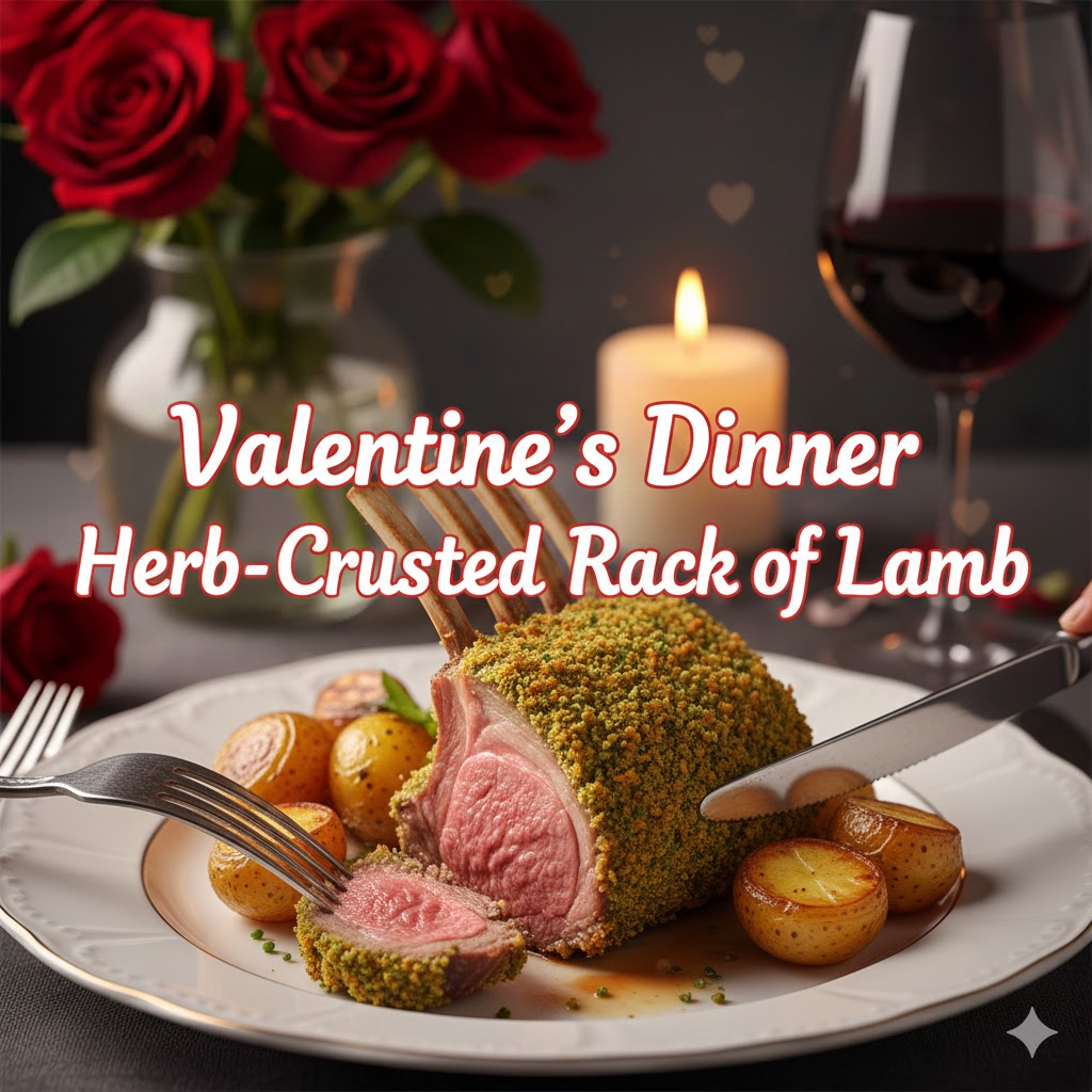 Herb-Crusted Rack of Lamb in Valentine's Day Dinner Recipes